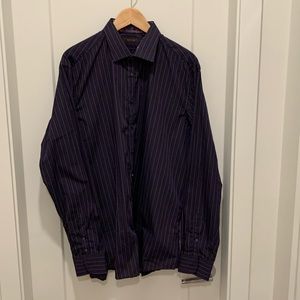 SAND purple & black striped cotton casual shirt size 44